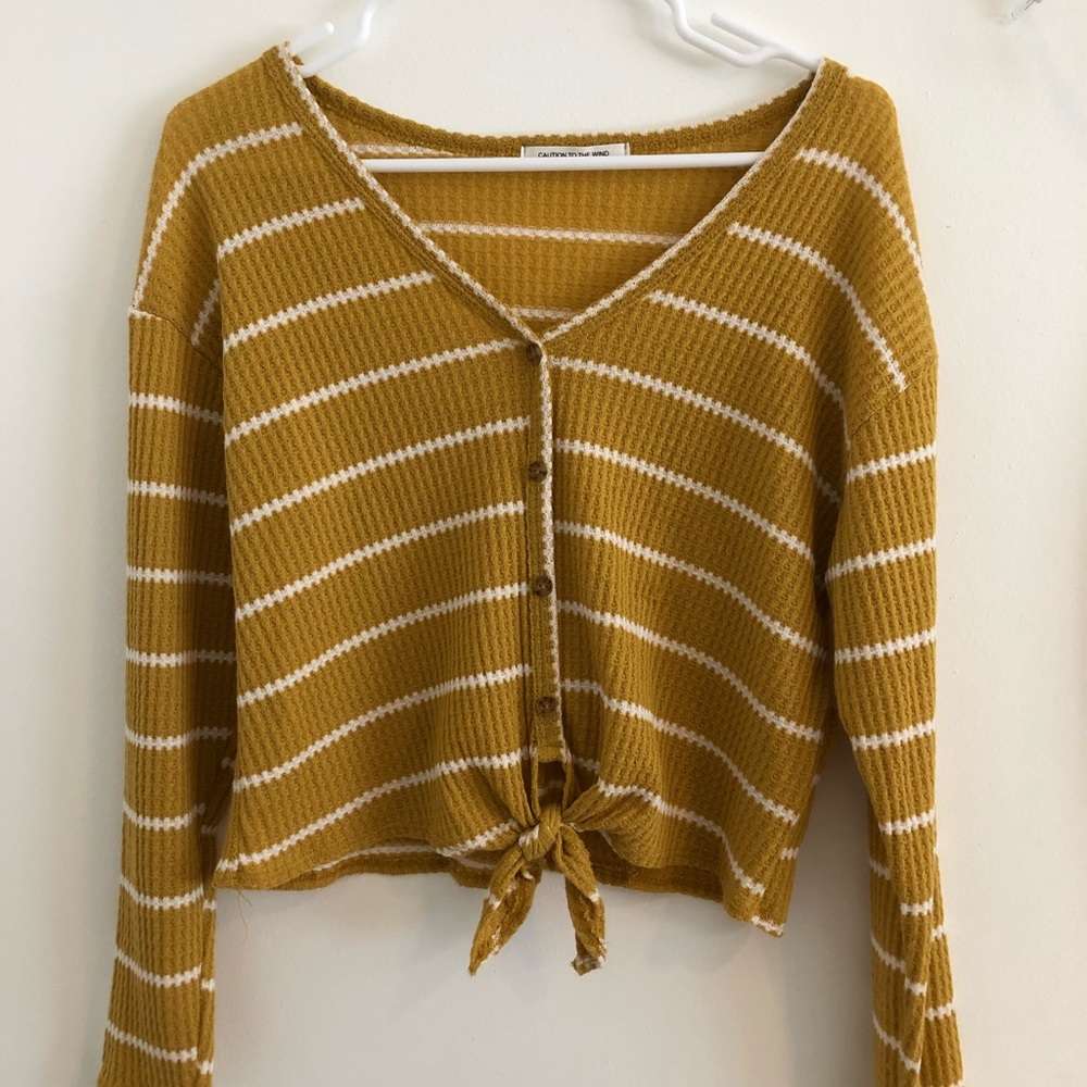 Mustard and white striped sweater
